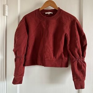 Tibi sculpted sleeve sweatshirt red sz XS